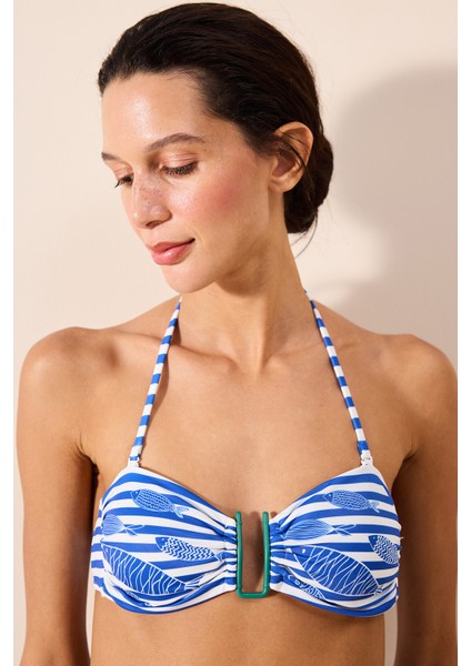 Finny Çizgili Straplez Bikini Üstü