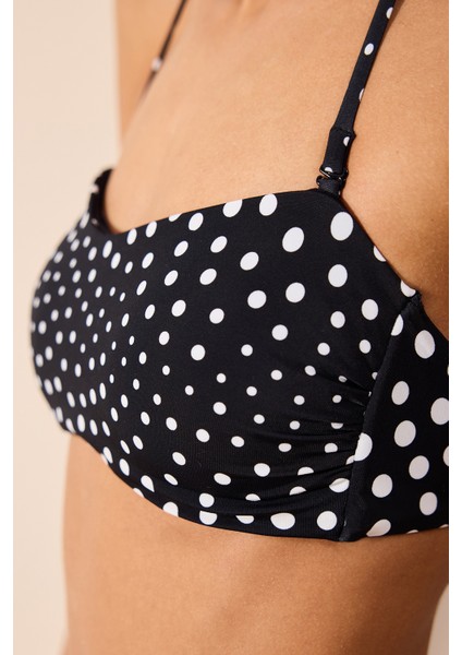 Dots Straplez Balenli Çok Renkli Bikini Üstü