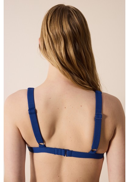 Romina Deep V Dokulu Indigo Bikini Üstü