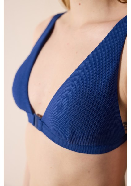 Romina Deep V Dokulu Indigo Bikini Üstü