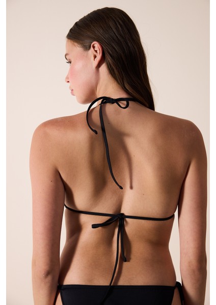 Aceline Üçgen Dokulu ve Taşlı Siyah Bikini Üstü - Gamze Erçel Koleksiyonu modelleri