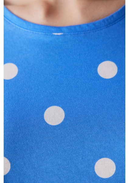 White Dotted Pantolon Pijama Takımı