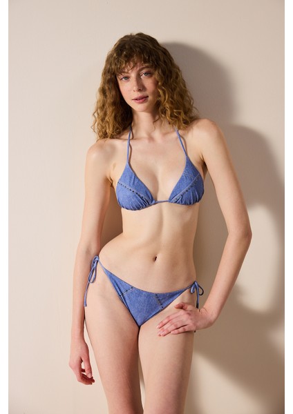 Jade Üçgen Zımbalı ve Taşlı Çok Renkli Bikini Üstü - Gamze Erçel Koleksiyonu