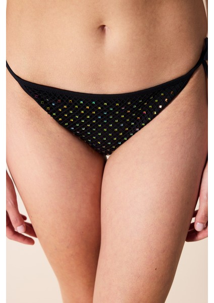 Aceline Dokulu ve Taşlı Siyah Bikini Altı - Gamze Erçel Koleksiyonu fiyatları