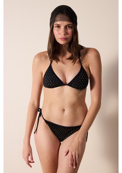 Aceline Dokulu ve Taşlı Siyah Bikini Altı - Gamze Erçel Koleksiyonu indirimleri