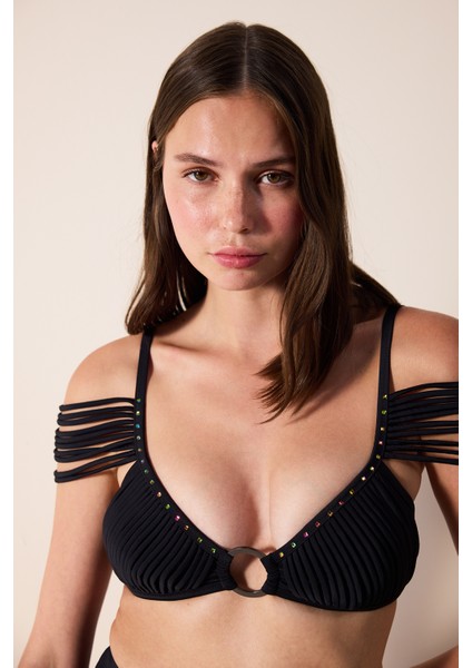 Cara Bra Taşlı Siyah Bikini Üstü - Gamze Erçel Koleskiyonu fiyatları