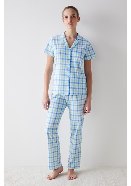 Colored Gingham Çok Renkli Gömlek Pantolon Pijama Takımı