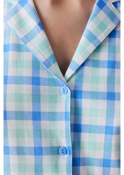 Colored Gingham Çok Renkli Gömlek Pantolon Pijama Takımı modelleri