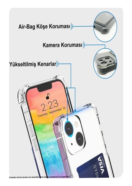 Iphone 6 Kamera Korumalı Kartlıklı Setra Şeffaf Silikon Kılıf