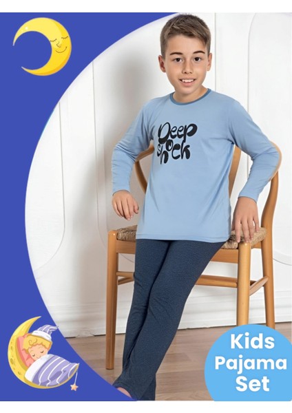 Erkek Çocuk Pamuklu Uzun Kollu Desenli Pijama Takımı