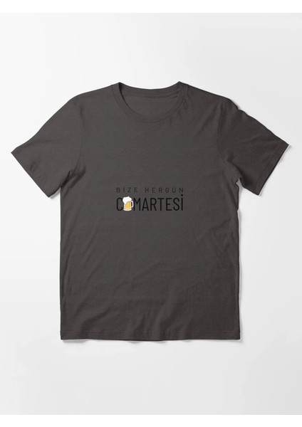 Bize Hergün Cumartesi Baskılı Bisiklet Yaka T-Shirt fiyatları