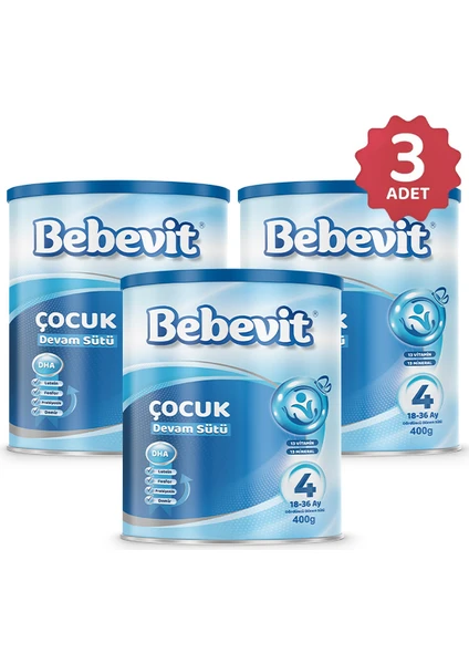 4 Çocuk Devam Sütü 400 gr x 3 Adet