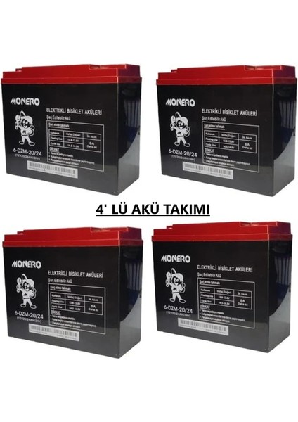 Akü 12 V 20 Ah/22 Ah Elektrikli Bisiklet Aküsü (4’lü Takım) Swan Monero