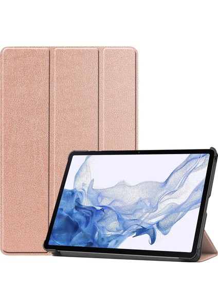 Samsung Galaxy Tab S9 Üç Katlı Stand Folio Kılıfı Pu Deri Çantası (Yurt Dışından)