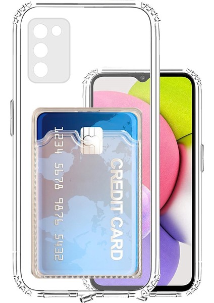 Samsung Galaxy A03S Kamera Korumalı Kartlıklı Setra Şeffaf Silikon Kılıf