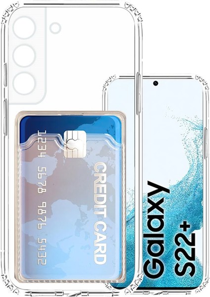 Samsung Galaxy S22 Plus Kamera Korumalı Kartlıklı Setra Şeffaf Silikon Kılıf
