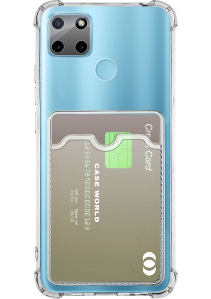Realme C25 Kamera Korumalı Kartlıklı Setra Şeffaf Silikon Kılıf