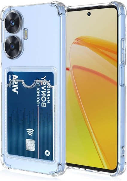 Realme C55 Kamera Korumalı Kartlıklı Setra Şeffaf Silikon Kılıf