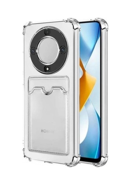 Huawei Honor X9A Kamera Korumalı Kartlıklı Setra Şeffaf Silikon Kılıf