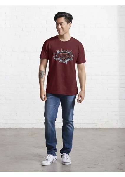 Crack Baskılı Bisiklet Yaka T-Shirt