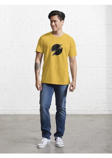 Gezegen Baskılı Bisiklet Yaka T-Shirt