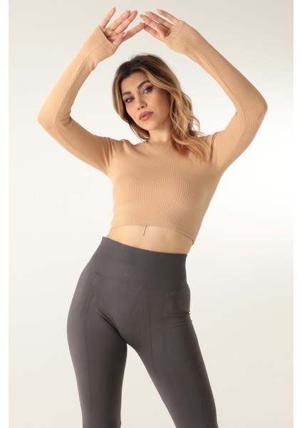 Uzun Kollu Bisiklet Yaka Fitilli CROP-21856