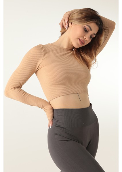 Uzun Kollu Bisiklet Yaka Fitilli CROP-21856