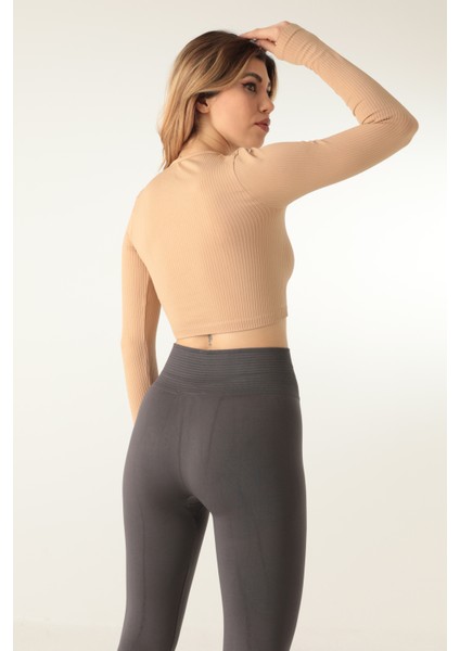 Uzun Kollu Bisiklet Yaka Fitilli CROP-21856