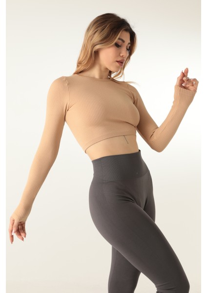 Uzun Kollu Bisiklet Yaka Fitilli CROP-21856