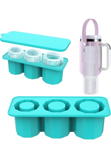 Kapaklı Silikon Buz Küpü Tepsisi, 3 Içi Boş Silindir Buz Küpü Kalıbı, Büyük Buz Kalıpları, Büyük Buz Küpü Tepsisi, Silikon Tepsi, Yeniden Kullanılabilir Buz Tepsileri, Bardak ve Ku (Yurt Dışından)
