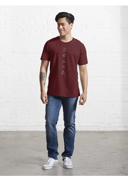 Üçgen Baskılı Bisiklet Yaka T-Shirt