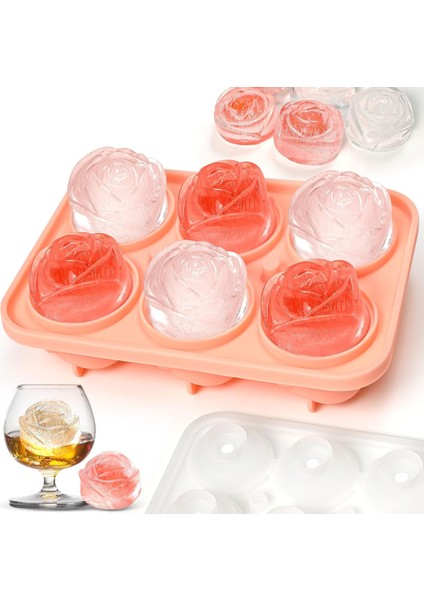 Kapaklı Buz Küpü Tepsisi, Kolay Açılan 3D Gül Buz Tepsisi, 6 Sevimli Çiçek Şeklinde Buz Yapın, Kokteylleri Soğutmak Için Dökülmeye Karşı Dayanıklı Çıkarılabilir Kapaklı Buz Küpü Ya (Yurt Dışından)