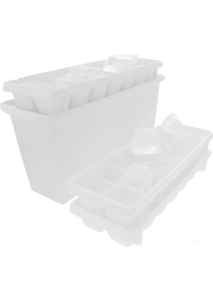Dondurucu Için Plastik Buz Küpü Tepsileri, 3'lü Paket ve Buz Kutusu - Abd'de Üretilmiştir, Bpa Içermez - Kolay Çıkarılabilir Tasarımlı Tepsi Başına 14 Klasik Boyutlu Buz Küpü - Ist (Yurt Dışından)
