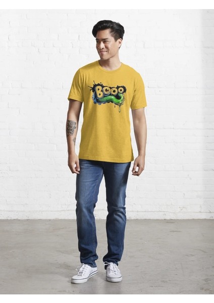 Booo Baskılı Bisiklet Yaka T-Shirt