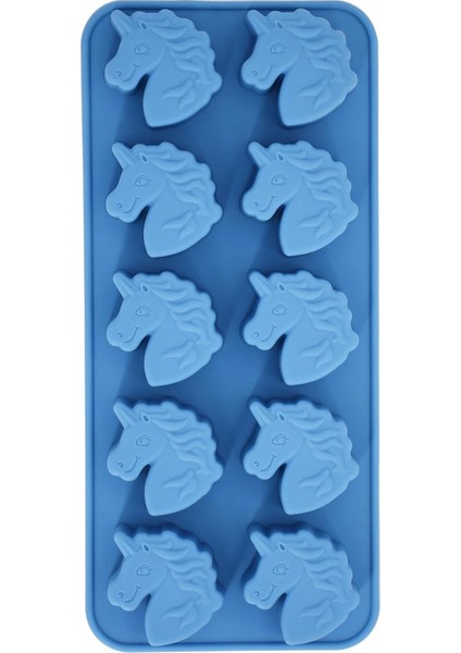 10-Cavity Unicorn Kafa Silikon Tepsi Kalıp Çikolata Sert Şeker Buz Küpü Jello Mini Sabun Banyo Bombası Kek Pişirme Reçine Mum Boya (Büyük) (Yurt Dışından)