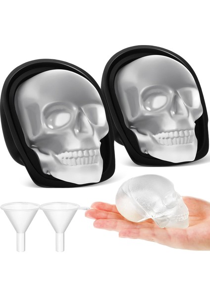 Paket Kafatası Buz Küpü Kalıp Silikon Kafatası Buz Yapıcı Kalıp Esnek Kafatası Buz Küpü Tepsisi Viski Pişirme Için Çikolata Şeker Reçine (Modern, 3,35 x 2,48 x 2,72 Inç) (Yurt Dışından)