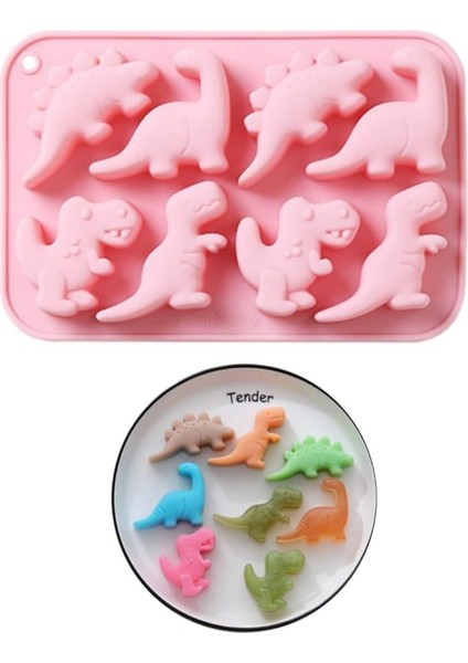 Sevimli Dino Buz Küpü Tepsileri Silikon Dino Çikolata Kalıbı Balmumu Eriyik Kalıpları Kolay Çıkarılan Buz Tepsileri Yapışmaz Çikolatalı Sabun Puding Jello Buz Küpü Tepsisi (Dino B) (Yurt Dışından)