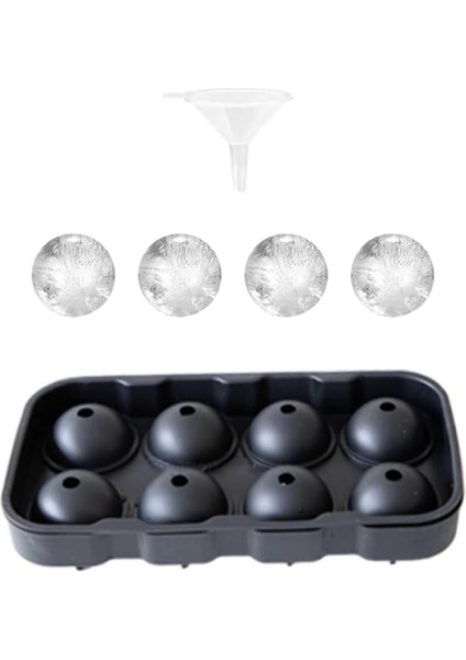 Izgaralı Yuvarlak Buz Küpü Tepsisi 3d, Viski Buz Küpü Kalıbı, Cadılar Bayramı Buz Küpü Kalıpları (24 x 12,5 x 5 Cm), Küçük Huni Dahil (Yurt Dışından)