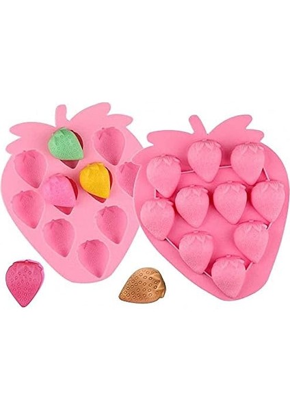 Adet Çilek Buz Küpü Tepsi Silikon Kalıplar Dıy Fondan Şeker Yapımı Için Set Çikolata Kalıp Lolipop Tatlılar Sakız Kil Sabunu Bisküvi Alçı Reçine Cupcake Topper Doğum Günü Partisi K (Yurt Dışından)