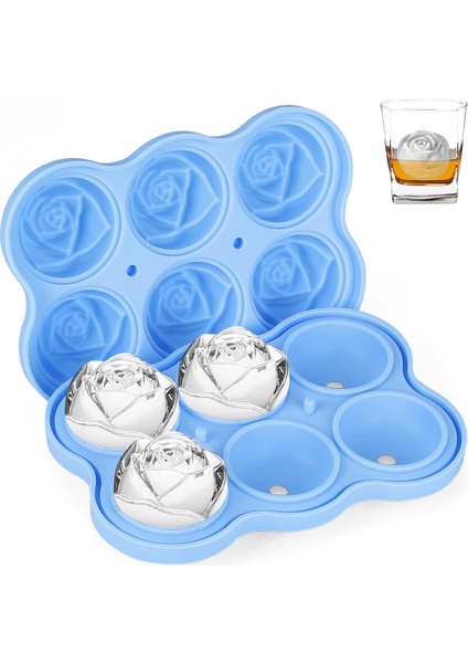 Buz Küpü Tepsileri Kalıpları, 3D Büyük Yuvarlak Çiçek Eğlencesi 6 Gözlü Silikon Gül Buz Topu Makinesi, Soğutulmuş Kokteyller, Viski, Bourbon ve Ev Yapımı Meyve Suyu Için Kolay Çıka (Yurt Dışından)