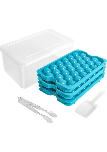 Kapaklı ve Kutulu Yuvarlak Buz Küpü Tepsisi, 3 Paket Dondurucu Için Mini Daire Buz Tepsileri, Buz Topu Yapıcı Kalıp Yapımı 96PCS Küçük Küre Buz Soğutma Viski Kokteyl Çay Kahve, 1 B (Yurt Dışından)