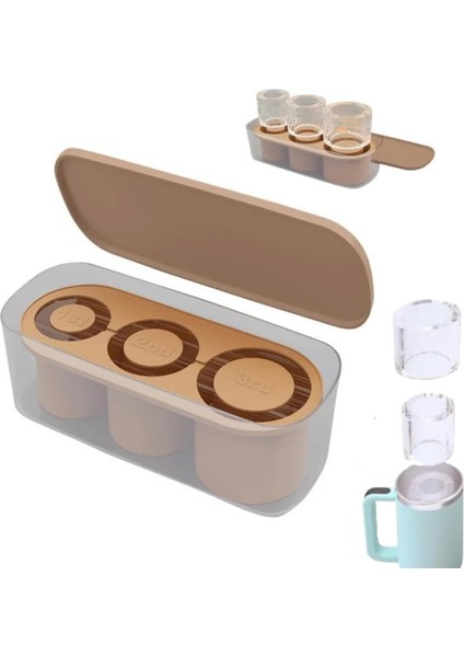 Silikon Buz Küpü Tepsisi, Tumbler Için Buz Küpü Tepsisi, 3 Adet Silikon Içi Boş Silindir Kapaklı ve Dondurucu Için Kutulu Buz Kalıbı, Buzlu Içecek, Meyve Suyu, Viski, Kokteyl, 20OZ (Yurt Dışından)