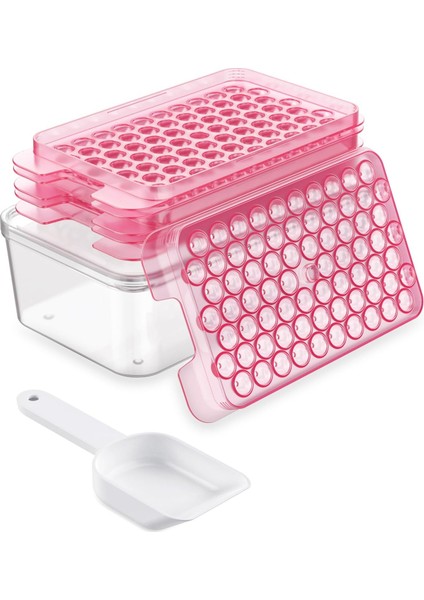 Kapaklı ve Kutulu Mini Buz Küpü Tepsisi, Dondurucu Için Küçük Buz Tepsileri, 216 x 0,5 Inç Buz Küpleri Yapımı Buz Tepsileri, 3 Pembe Tepsili Dondurucu Için Buz Küpü Tepsileri, Kokt (Yurt Dışından)