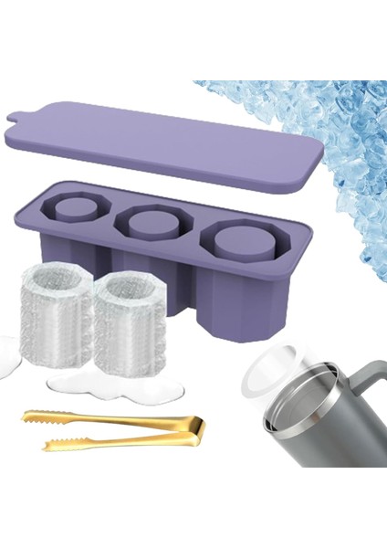 Tumbler Buz Kalıbı, Ice Cube Tepsisi, Kapaklı Silikon Ice Cube Tepsileri, 30-40 Oz Tumbler Bardaklar Için Kapaklı ve Kutulu Büyük 3 Içi Boş Silindir Buz Küpü Kalıpları, Kolay Doldu (Yurt Dışından)