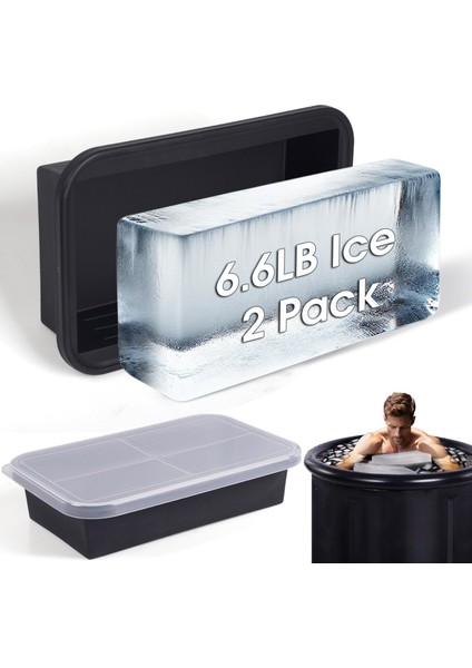 Buz Banyosu Soğuk Dalma Aksesuarları Için Ekstra Büyük Buz Bloğu Kalıbı Chiller Soğutucu, 6.6lb Buz Için 2 Paket, Çelik Takviyeli Istiflenebilir Büyük Dev Buz Tuğlası Için Kapaklı (Yurt Dışından)