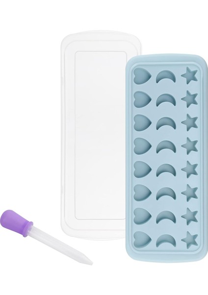 Ay Yıldızları ve Kalp Buz Küpü Tepsisi Sıvı Damlalıklı Silikon Kalıplar ， Kapaklı Kolay Çıkarılan Buz Tepsileri, Buz Küpleri, Jelatin, Çikolata, Fırınlama ve Şekerleme Için 24 Gözl (Yurt Dışından)