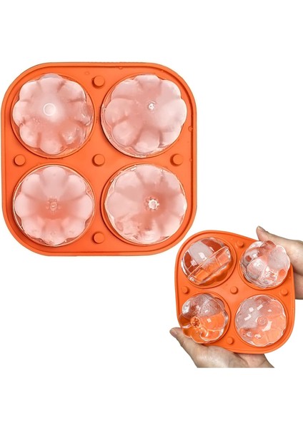 Balkabağı Buz Kalıpları Büyük Buz Küpü Tepsileri 4'lü Küp Buz Küpü Tepsileri Kapaklı Silikon Buz Küpü Tepsileri Eğlenceli Büyük Buz Topu Dayanıklı ve Esnek Içecekler ve Kokteyl Içi (Yurt Dışından)