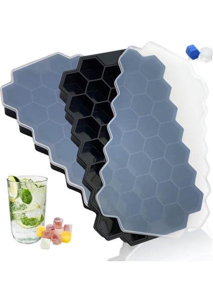 Buz Küpü Tepsi Silikon Yeniden Kullanılabilir Buz Küpü Kalıpları, Dondurucu Için Kapaklı Soğutulmuş Içecekler, Viski, Kahve, Kokteyller Için Küçük Kolay Çıkarılan Buz Makinesi 2 Pa (Yurt Dışından)