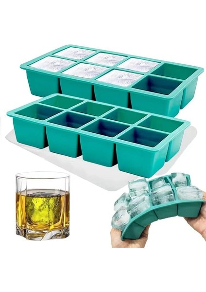 ® 2 Adet Ice Cube Tepsi Xl, Çıkarılabilir Kapaklı Kolay Çıkarılan Silikon Buz Kalıpları, Içecekler, Dondurucu, Bebek Maması, Viski ve Kokteyl Için Mükemmel, Lfgb Sertifikalı ve Bpa (Yurt Dışından)