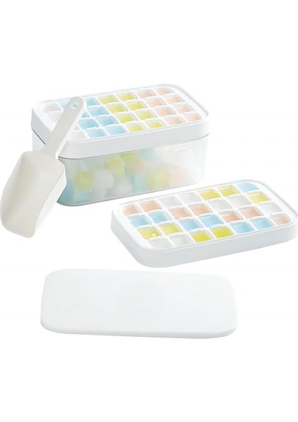 Kapaklı ve Kutulu Dondurucu Için Mini Buz Küpü Tepsisi, 56 Adet Küçük Buz Küpü Tepsisi Istiflenebilir Kare Için Ezilmiş Buz Tepsileri Viski, Kokteyl, Kahve, Su, Beyaz Için Buz Küpü (Yurt Dışından)